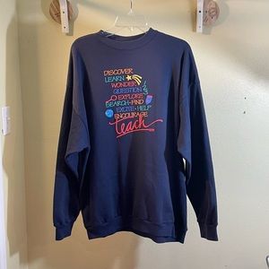 Vintage 90's Brindar Design "Teach" Sweatshirt Approx Sz XXL See Measurements
